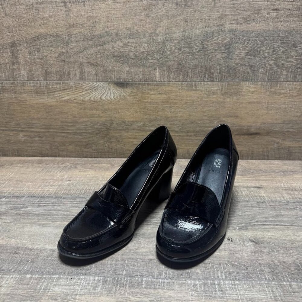 Jone New York Cypress Black Heeled Penny Loafers Women's Size 8.5